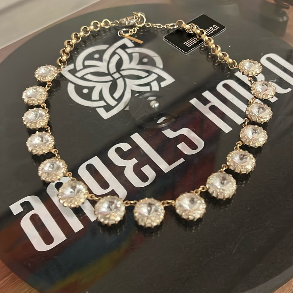 Mythologie Clear Rhinestone Necklace with Gold Adjustable Chain